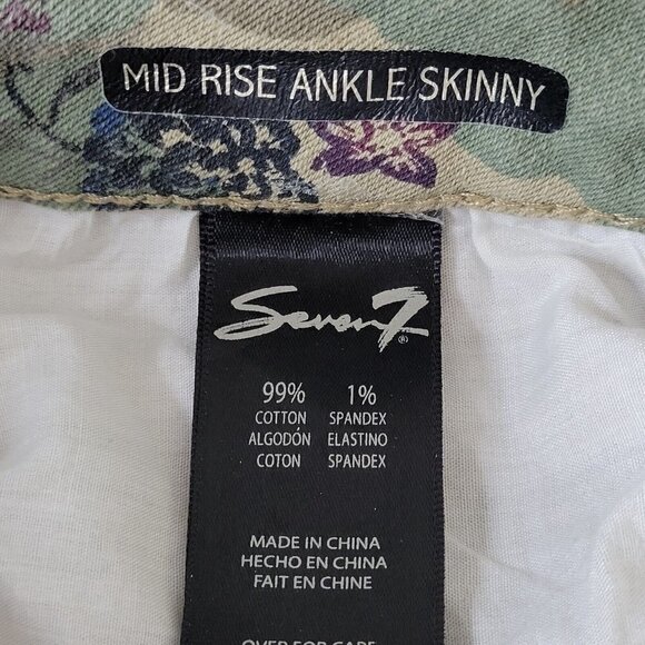 Seven7 Camo Ankle Skinny Jeans Size 8 Floral Mid Rise Green 30X27 Stretch - Picture 4 of 12